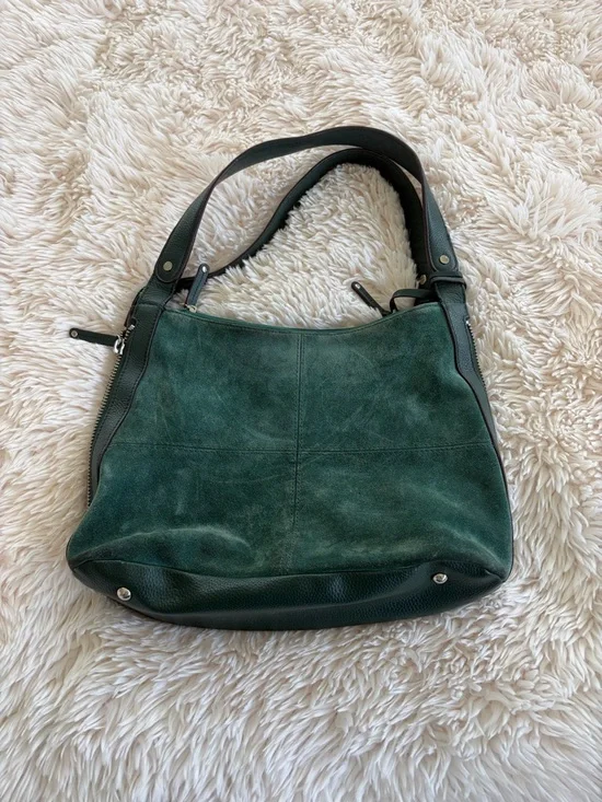 Tignanello Forest Green Suede Shoulder Bag - Picture 1 of 7